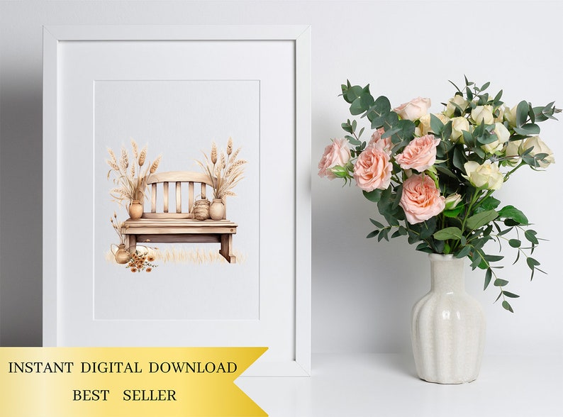 Set of 31, Boho Beige Cliparts, Beige Clipart Bundle, Junk Journal Art, Scrapbook Clipart, Beige Dreamcatcher, Sublimation, Digital Download image 5