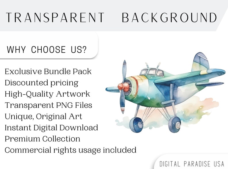 Set di 19 clipart di aeroplani acquerellati, aviazione, viaggi, volare, aerei, clipart, pianificatore digitale, arte digitale, album di ritagli, PNG digitale immagine 4