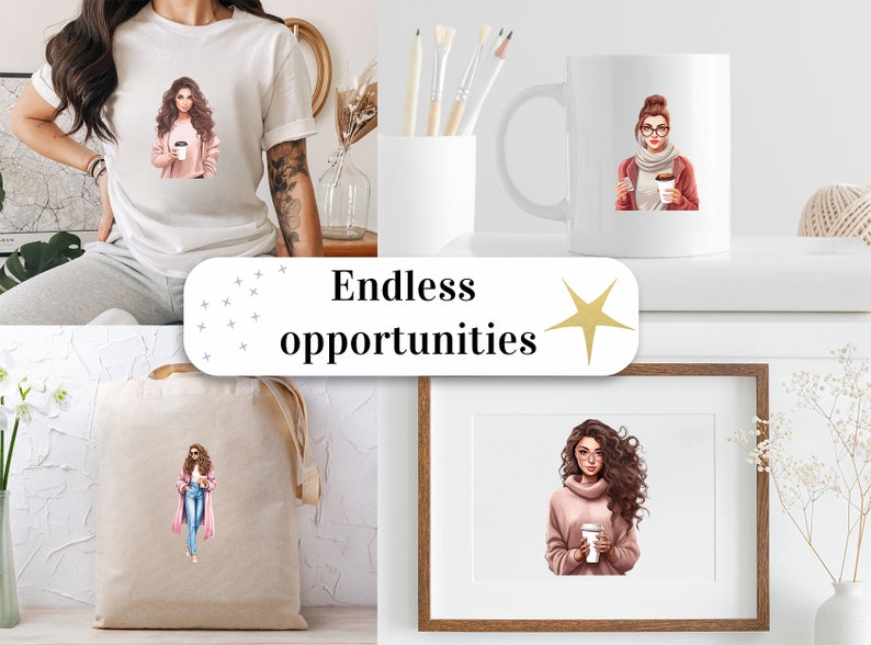 Set of 13, Watercolor Coffee Girl Clipart, Fashion Girl Clipart, Lady Boss Clipart, Girl Png, Girl Boss Clipart, Fashion Clipart,Digital Png image 8