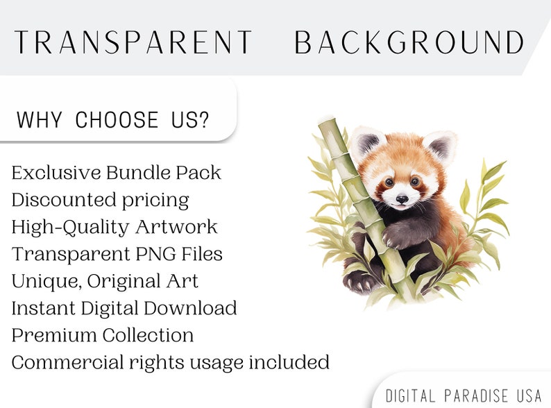 May include: A watercolor illustration of a red panda holding onto a bamboo stalk. The panda is surrounded by green bamboo leaves. The image has a transparent background.