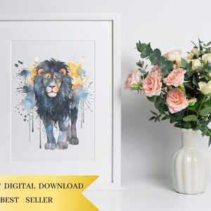 Set of 18, Watercolor Lion Clipart, Lion PNG, Boho Lion Set, Watercolor Lion, Baby shower Clipart, Digital Art, Sublimation Png, Digital PNG image 5