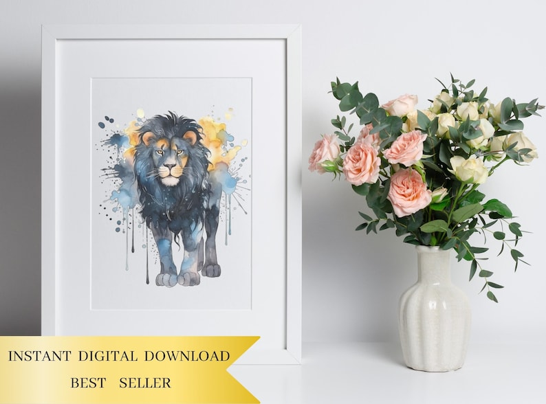 Set of 18, Watercolor Lion Clipart, Lion PNG, Boho Lion Set, Watercolor Lion, Baby shower Clipart, Digital Art, Sublimation Png, Digital PNG image 5