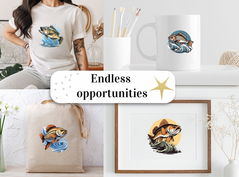 Conjunto de 12 imágenes prediseñadas de lubina, imágenes prediseñadas de peces, imágenes PNG de peces, imágenes prediseñadas de pesca, imágenes prediseñadas de vida en el lago, criaturas marinas, imágenes PNG de sublimación, descarga digital imagen 8
