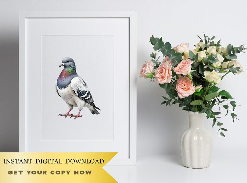 Set of 8, Pigeon Clipart, Cute Bird PNG, Watercolor Pigeon, Bird Clipart, Pigeon PNG, Pigeon Art, Digital Download, Sublimation PNG image 6