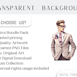 Set di 25, Clipart di uomini in giacca e cravatta ad acquerello, Clipart di uomini belli, Moda uomo PNG, Moda uomo PNG, Uomo PNG, Sublimazione PNG, Digitale PNG immagine 4