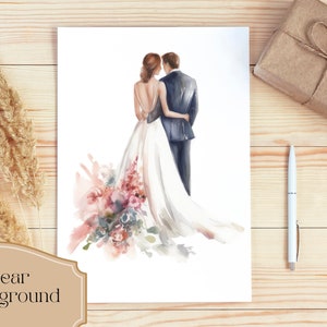 Set of 27, Bride and Groom Back Clipart, Wedding Day Clipart PNG ...