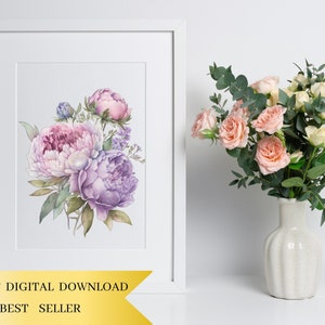 Set of 18, Watercolor Lavender Clipart, Lavender PNG, Floral Clipart, Wedding Clipart, Spring Clipart, Watercolor flower, Digital PNG image 5
