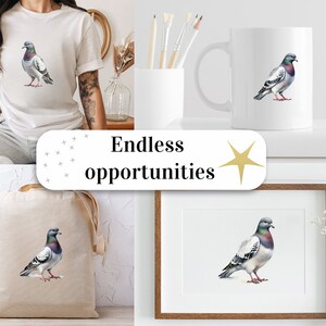 Set of 8, Pigeon Clipart, Cute Bird PNG, Watercolor Pigeon, Bird Clipart, Pigeon PNG, Pigeon Art, Digital Download, Sublimation PNG image 8