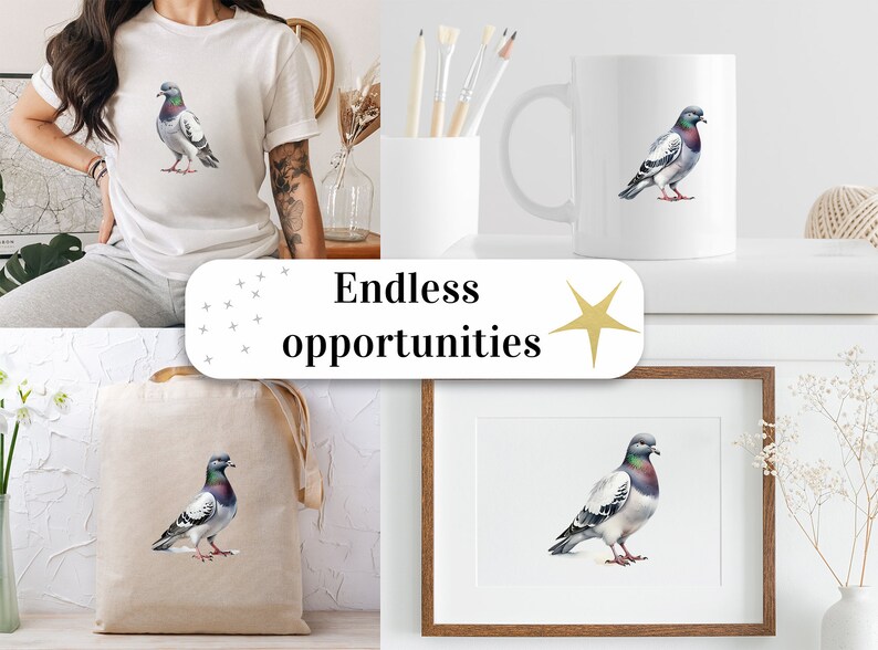 Set of 8, Pigeon Clipart, Cute Bird PNG, Watercolor Pigeon, Bird Clipart, Pigeon PNG, Pigeon Art, Digital Download, Sublimation PNG image 8