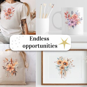 Lot de 120, dessin au trait floral aquarelle terreux, Clipart floral, imprimé floral, Clipart botanique, Art floral Png, Clipart mariage, numérique Png image 8