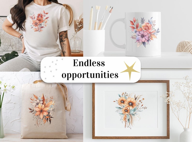Lot de 120, dessin au trait floral aquarelle terreux, Clipart floral, imprimé floral, Clipart botanique, Art floral Png, Clipart mariage, numérique Png image 8