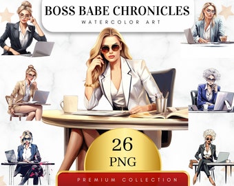 Set of 26, Watercolor Boss Babe Clipart, Fashion Girl Clipart, Lady Boss Clipart, Girl Png, Girl Boss Clipart, Fashion Clipart, Digital Png