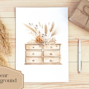 Set of 31, Boho Beige Cliparts, Beige Clipart Bundle, Junk Journal Art, Scrapbook Clipart, Beige Dreamcatcher, Sublimation, Digital Download image 3