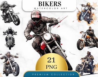 Conjunto de 21 imágenes prediseñadas de motociclistas, imágenes prediseñadas de motocicletas, imágenes PNG de motociclistas, imágenes prediseñadas de chicos motociclistas, bandas de motociclistas, arte de motocicletas, arte mural, descarga digital