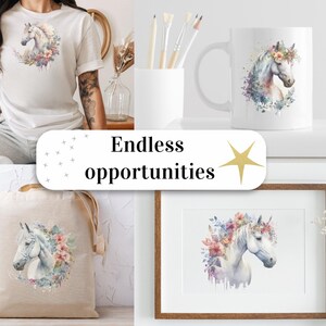 Set of 23, Watercolor Floral Horse Art, Floral Horse Clipart, Watercolor Horse Png, Card Making, Mixed Media, Floral Horse Svg, Digital PNG image 8