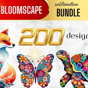 Bloomscape Mega Bundle, Animals Clipart, Floral Animals PNG, Junk Journal, Sublimation PNG, Jungle Safari, Digital Animals, Digital Download