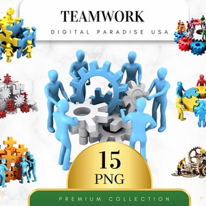 Set of 15, Watercolor Teamwork Clipart, Teamwork PNG, Collaboration Clipart, Business Clipart, Office Decor, Sublimation, Digital Download
