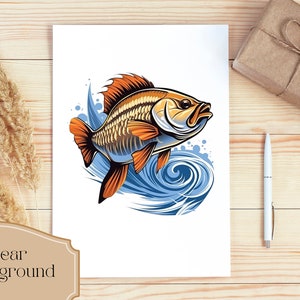 Conjunto de 12 imágenes prediseñadas de lubina, imágenes prediseñadas de peces, imágenes PNG de peces, imágenes prediseñadas de pesca, imágenes prediseñadas de vida en el lago, criaturas marinas, imágenes PNG de sublimación, descarga digital imagen 3