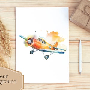 Set di 19 clipart di aeroplani acquerellati, aviazione, viaggi, volare, aerei, clipart, pianificatore digitale, arte digitale, album di ritagli, PNG digitale immagine 3