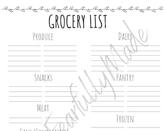 Grocery Shopping List Leaf Design