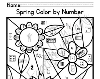 Spring Color by Number Subitizing
