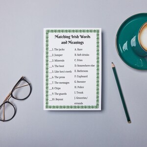 Irish Words and Phrases Matching Game - Etsy