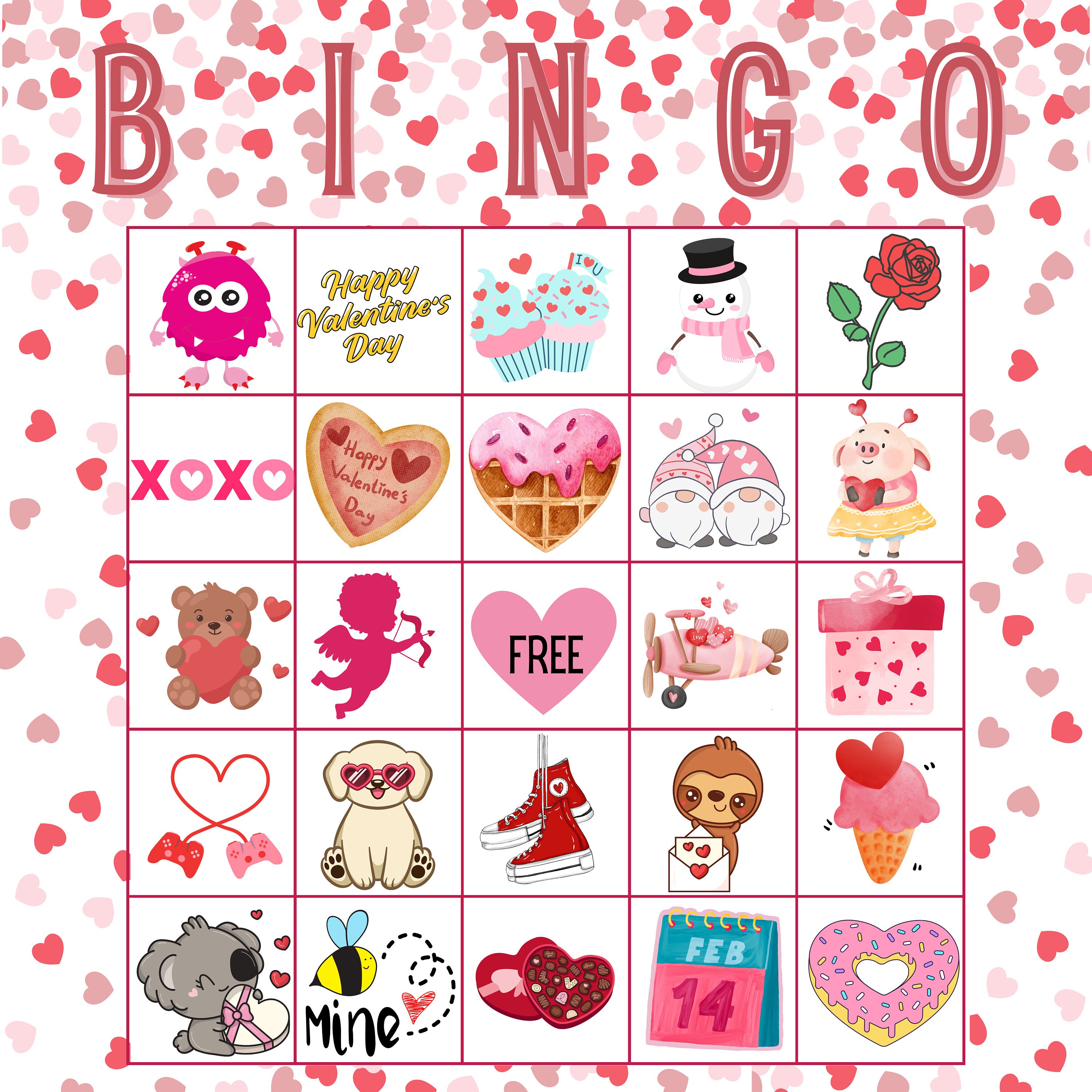 Valentine's Day Bingo Printable -- 15 - Etsy