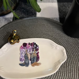 Cowgirl/ Cowboystiefel - blau/grau/khaki Ohrringe aus Polymer Clay