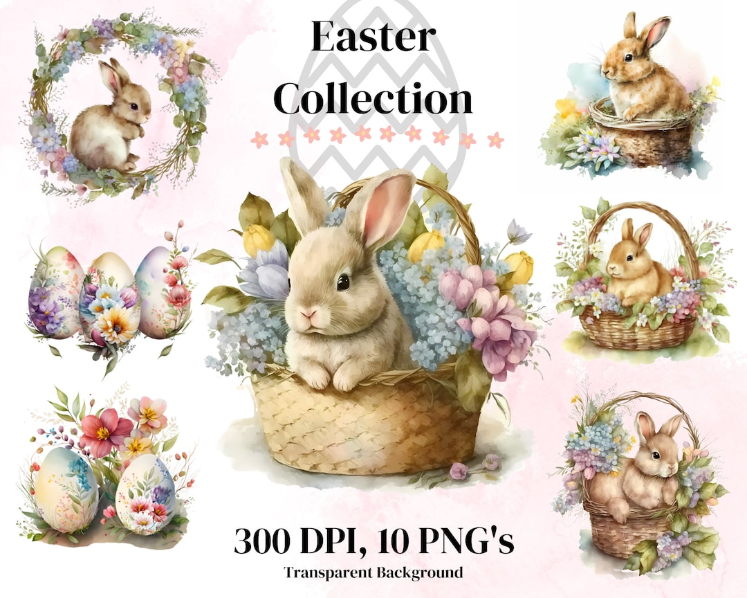 Easter Bunny Clipart Easter Clipart Watercolor Spring Rabbit - Etsy