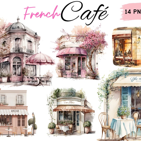 Coffee shop Clipart Cafe clip art - French Cafe Watercolor Clipart, Paris cafe clip art Romantic