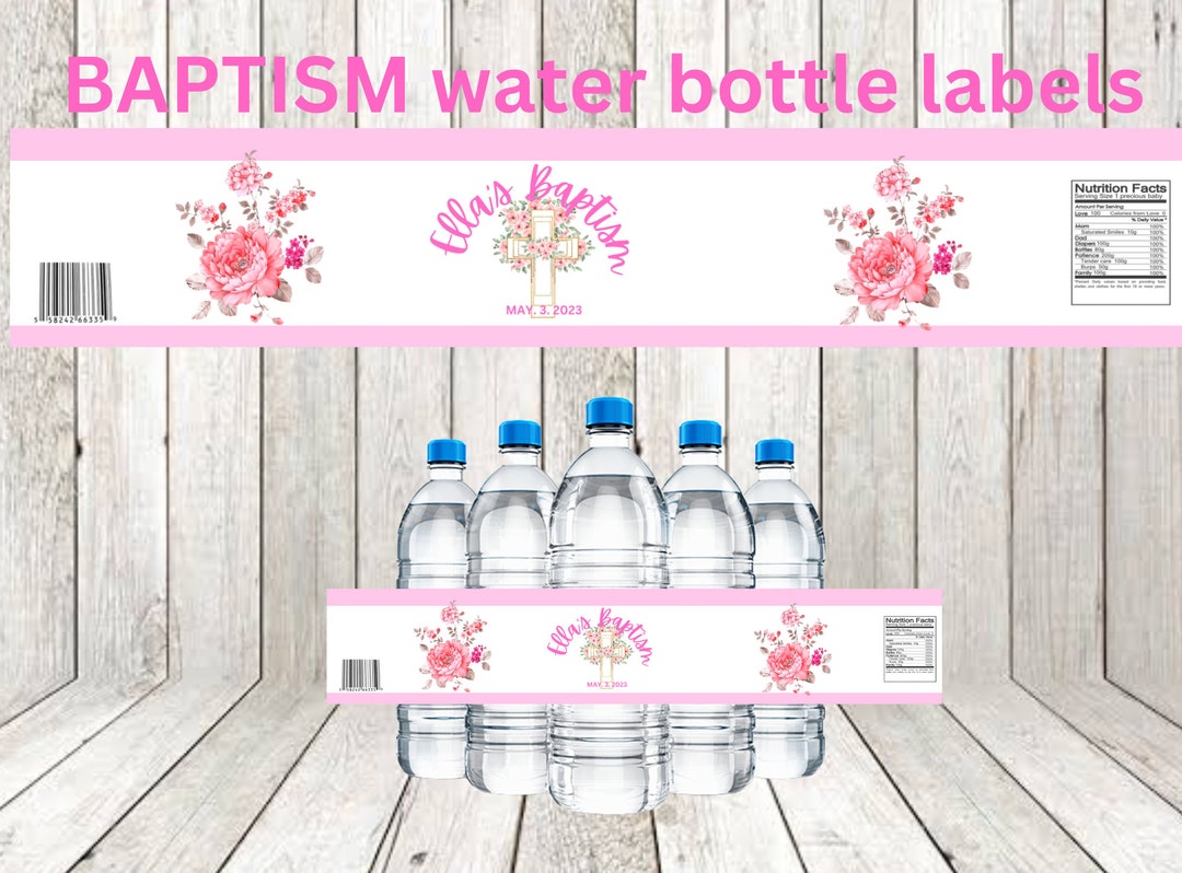 Baptism Water Bottle Labels Etsy