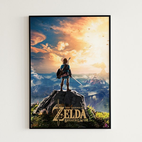 The Legend of Zelda Poster, Link Poster Zelda Gaming Print, Zelda Art, Zelda Gift, BoTW Poster, Breath of the Wild