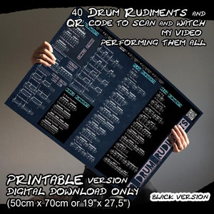 alle 40 Rudimente Poster nur digitaler Download - druckbares Poster 50cmx70cm mit QR-Code zum scannen und ansehen meines Videos, das sie alle aufführt