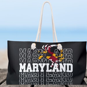 Maryland Weekender Tote Bag, Big Tote Bag, Beach Tote, Rope Handles, Vacation Bag, Sports Tote Bag, Custom Tote, Crab Tote Bag