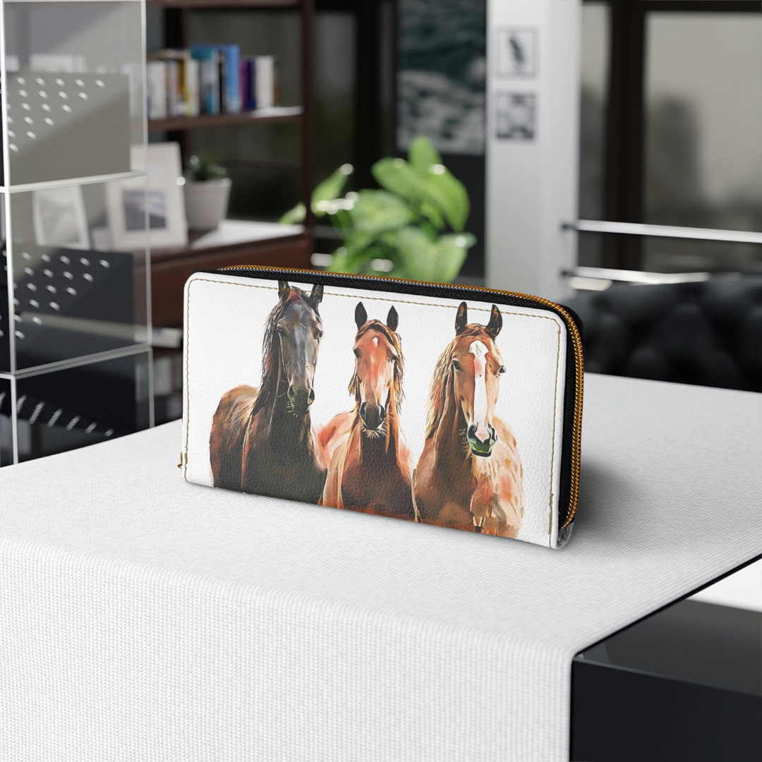 Horse Wallet, Zippered Wallet, Wild Horses Wallet, Horse Lover, Womens