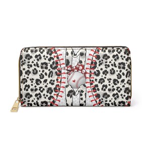 Billetera para mamás de béisbol, billetera con cierre, billetera de béisbol, regalo para mamá, billetera para mujer, tarjetero, regalo lindo, regalo para ella, billetera con cierre