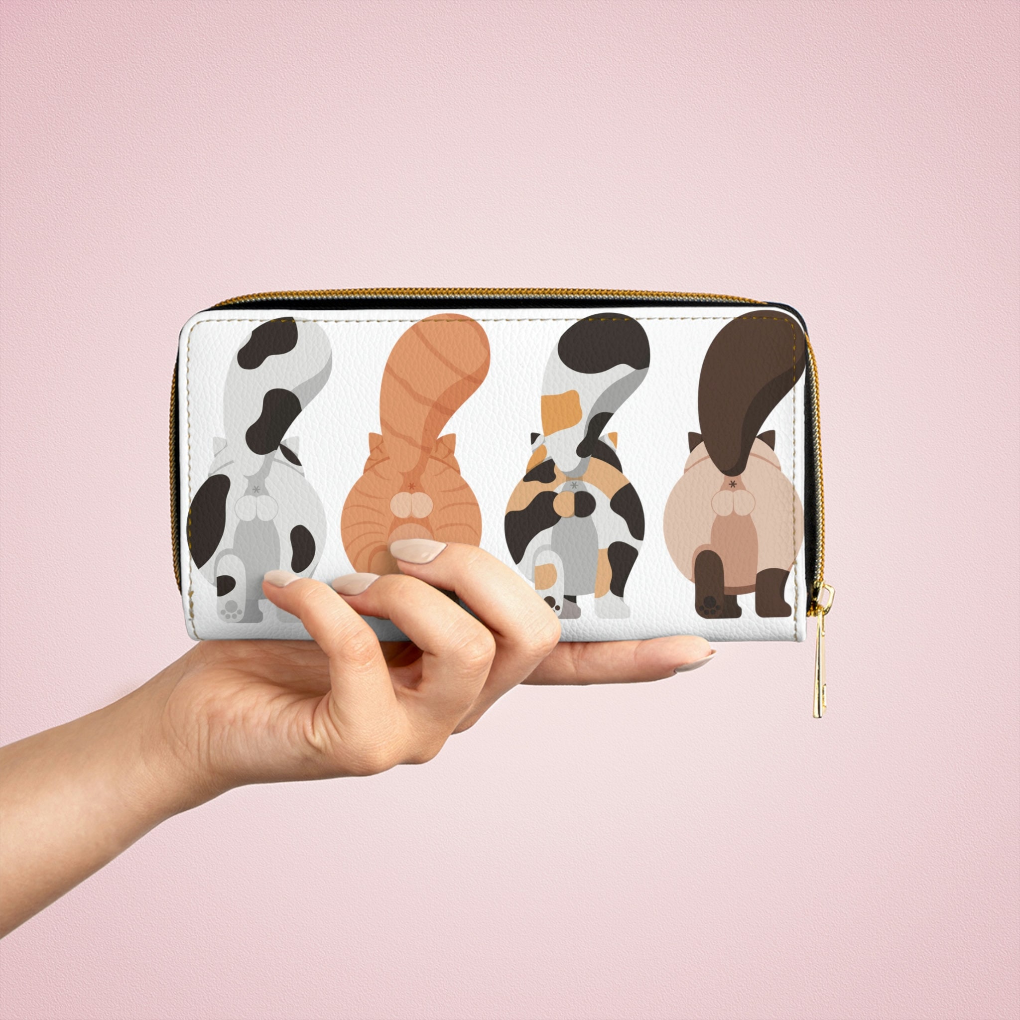 Cat Butt Zippered Wallet, Kitty Wallet, Cat Lover, Womens Wallet