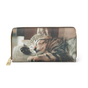 Cartera con cremallera de gato, cartera de gatito, amante de los gatos, cartera de mujer, tarjetero, regalo para ella, cartera con cremallera