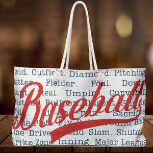 Baseball Tote Bag,  Baseball Game Tote, Rope Handles, Mom Bag, Big Tote Bag, Sports Tote Bag, Oversize Tote, Baseball Gift, Weekender Tote