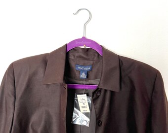 90s brown silk suit