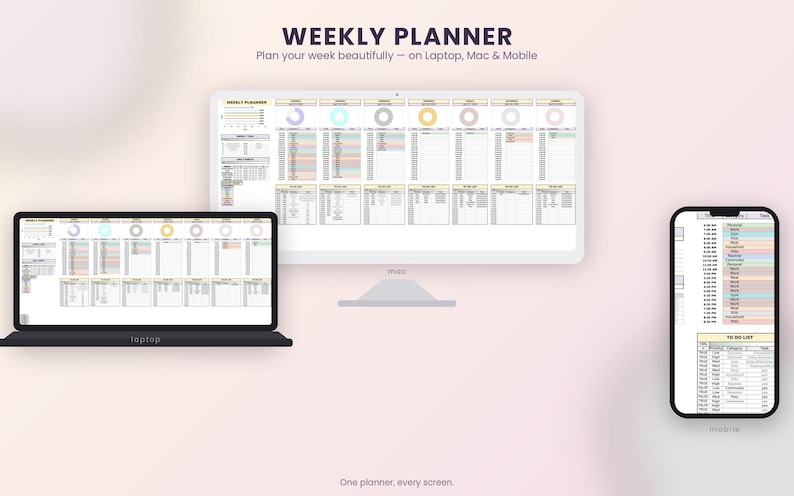 Weekly Planner Daily Task Tracker Spreadsheet Routine to Do List Habit ...