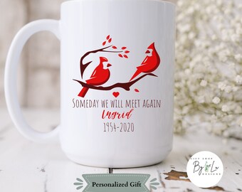 Personalized Red Cardinal Coffee Mug, Custom Remembrance Coffee Mug, Cardinal Memorial Mug, Cardinal Gift, Sympathy Cardinal Coffee Mug