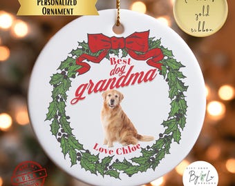 Personalized Dog Christmas Ornament, Gift for Dog Grandma, Dog Remembrance Ornament, Custom Pet Photo Ornament, Dog Memorial Gift