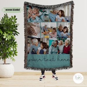 Custom Picture Collage Blanket for Grandma, Woven Blanket for Grandma, Blanket with Pictures for Mothers Day, Photo Blanket for Mom