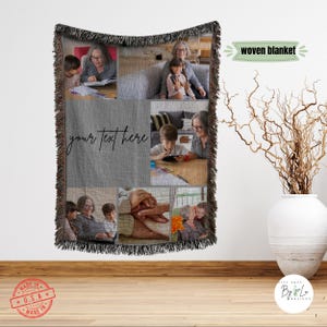 Custom Picture Collage Blanket for Grandma, Woven Blanket for Grandma, Blanket with Pictures for Mothers Day, Photo Blanket for Mom