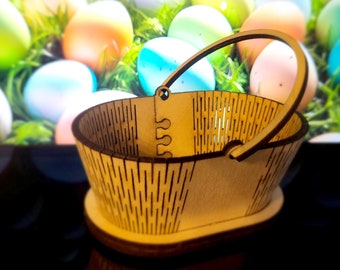 Easter egg basket, Laser cut easter egg holder, DIY decoration crafts (svg, dxf, pdf, eps, ai, cdr, lbrn2)