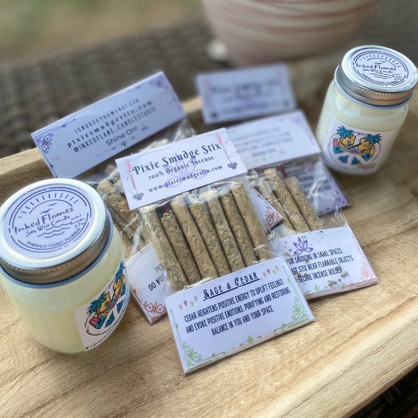 Sage on a Stick - Long Burn - Mini Sage Bundle - Pixie Smudge Stix - Natural Incense - Mini Sage Kit - Smudge Kit - Wholesale Sage Kits