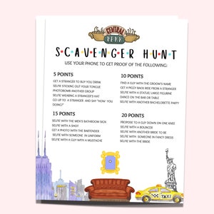 Bachelorette Scavenger Hunt Template Friends Theme Bachelorette Party Games Printable Scavenger Hunt for Hen Party Scavenger Hunt Printable