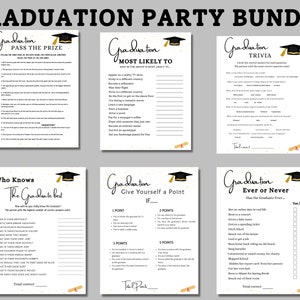 Pacchetto stampabile di giochi di laurea e cartelli di laurea/Passa il regalo, Trova l'ospite, Consigli di laurea moderni e Carte e cartelli dei desideri