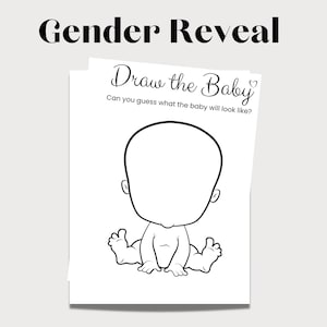Draw the baby - Printable Baby Shower Game, Minimalist Draw Baby Game, Gender Neutral  baby shower activity,  Instant Download